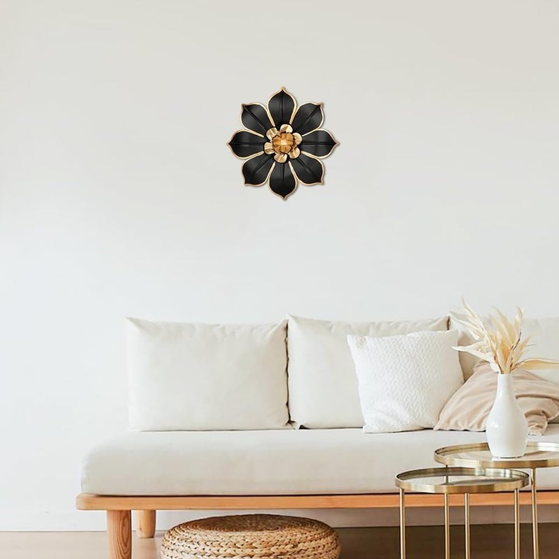 Villa Como 10" Metal Flowers Wall Decor, Black & Gold 3D Floral Metal Wall Art Decor for Inoor & Outdoor Use, Vintage & Modern Walls Arts for Bathroom, Living Room, Bedroom, Office, Garden, Patio, Porch, 1 Piece - Image 4